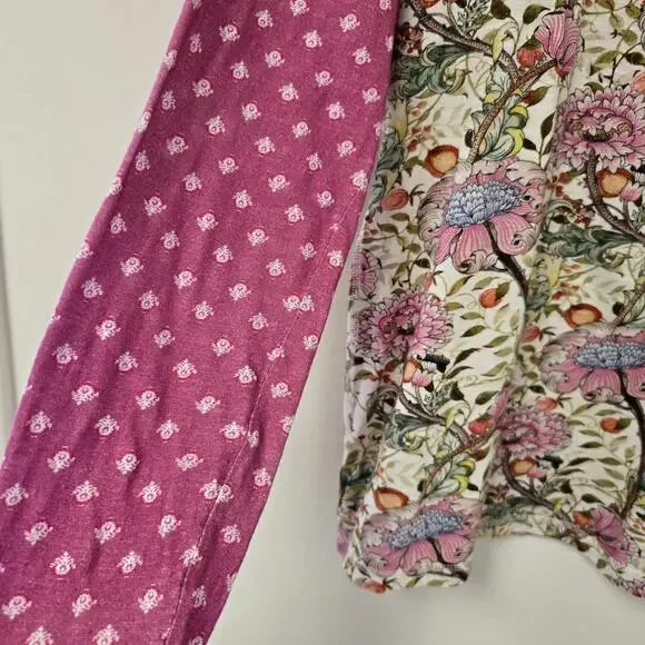 Cino Top Size M Floral Patchwork Boho Long Sleeve Shirt Pink Garden Preppy Women - Picture 5 of 8